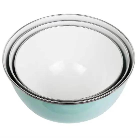 Martha Stewart Turquoise Enamel Mixing Bowl and Lid Set {6}