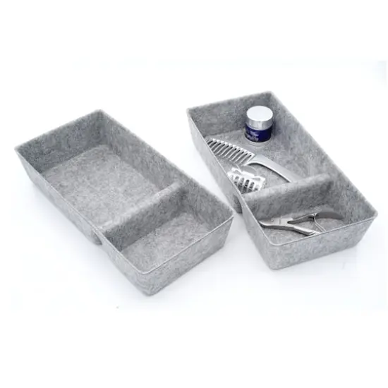 Welaxy Felt 2 Piece Divided Drawer Organizer Trays Gray {5}