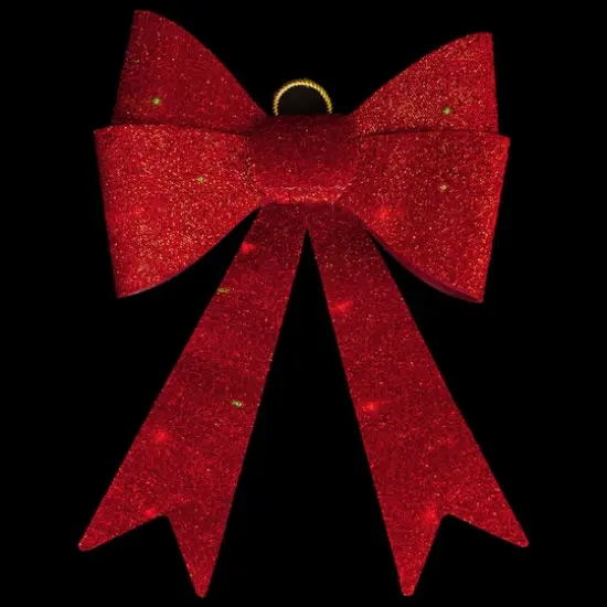 23" LED Red Tinsel Bow Christmas Decoration {4}