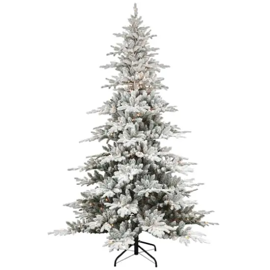6.5ft. Pre-Lit Flocked Utah Fir Artificial Christmas Tree, Clear Lights {1}