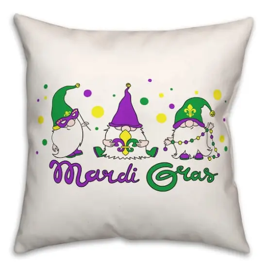 Mardi Gras Gnome Throw Pillow {1}