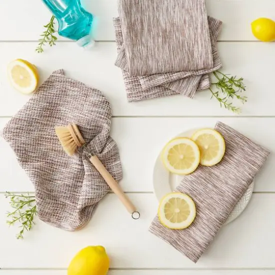 DII&reg; Recycled Cotton Dishcloth Set Leather Brown {6}