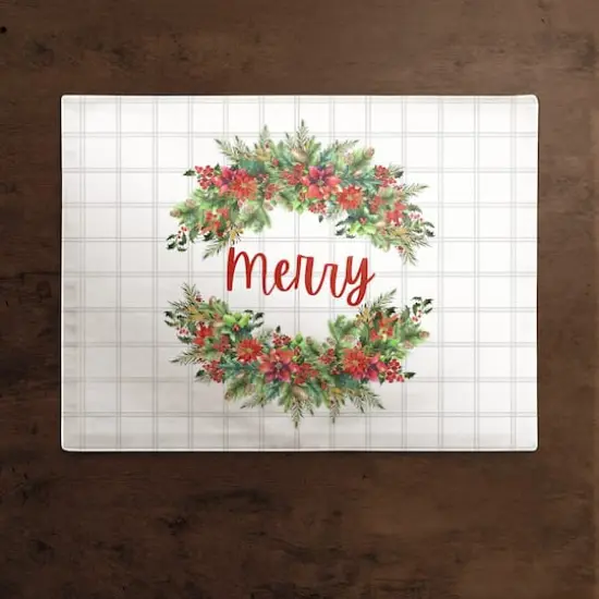 Merry Holly Wreath Cotton Twill Placemat {3}
