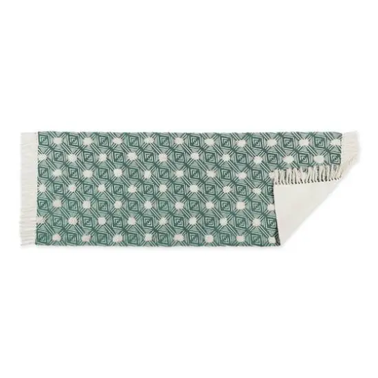 DII&reg; Diamond Printed Off-White Hand-Loomed Shag Rug Runner 2ft. x 6ft. Teal Diamond {4}