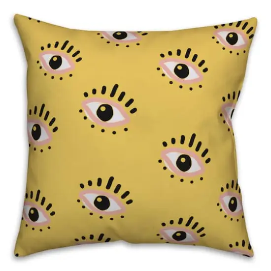 18" Looking Eyes Indoor/Outdoor Pillow Yellow {1}