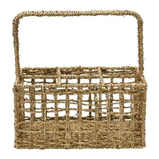 Hello Honey&reg; Natural Handwoven Seagrass 6 Section Caddy with Handle {9}
