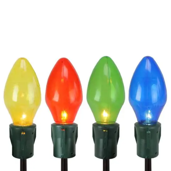 4ct. Multicolor Jumbo C7 Bulb Christmas Pathway Marker Lawn Stakes {1}