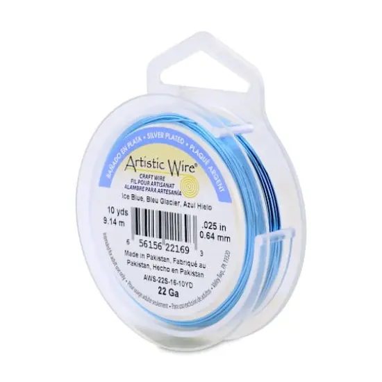 Artistic Wire&reg; 22 Gauge Silver Plated Tarnish Resistant Colored Copper Craft Wire, 10yd. Ice Blue {1}