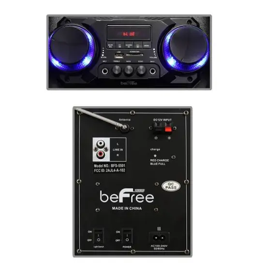 beFree Sound Double 10" Subwoofer Portable Bluetooth Party Speaker With Reactive Lights {6}