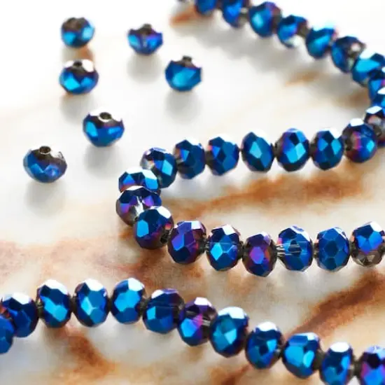Sapphire Faceted Glass Rondel Beads, 4mm by Bead Landing&trade; {3}