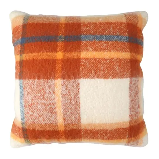 18" Orange & White Plaid Throw Pillow by Ashland&reg; {1}