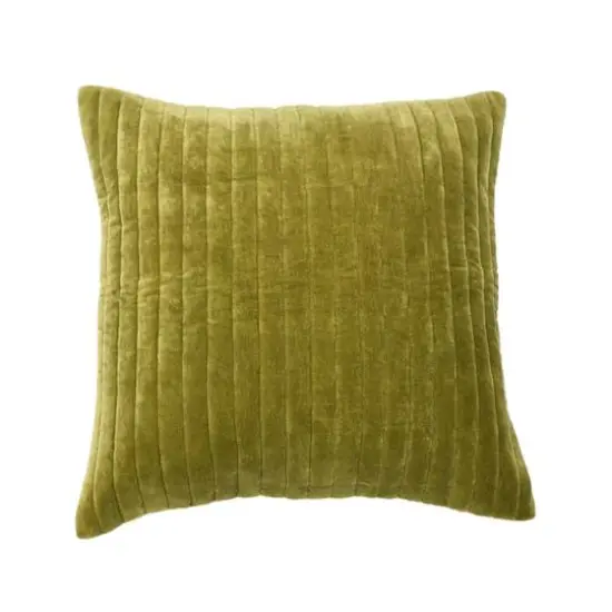 Hello Honey&reg; 20" Square Quilted Velvet Pillow Cover with Channel Stitch Green {1}