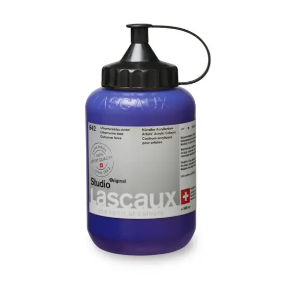 Lascaux Studio Acrylic Paint, 500mL 942 Ultramarine Deep {4}
