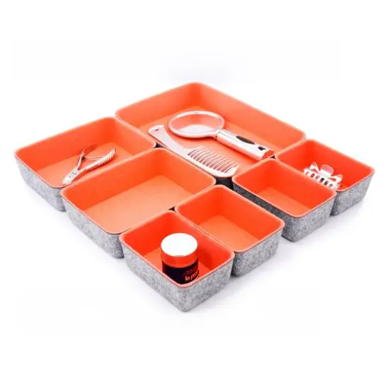 Welaxy Felt 7 Piece Drawer Organizer Tray Set Coral {5}