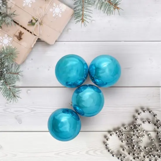 60ct Shiny Turquoise Blue Shatterproof Ball Ornaments {4}
