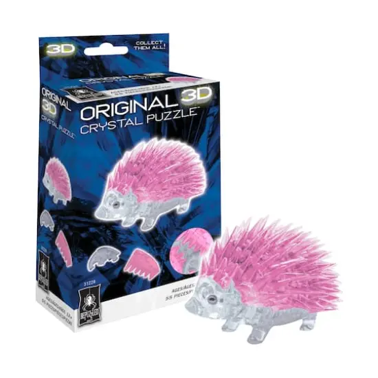 3D Crystal Puzzle - Hedgehog (Pink): 55 Pcs {3}