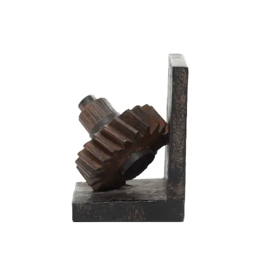 Brown Industrial Gear Bookends Set {5}