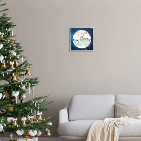 Stupell Industries Ice Skating Christmas Snow Scene Framed Giclee Art Gray {3}