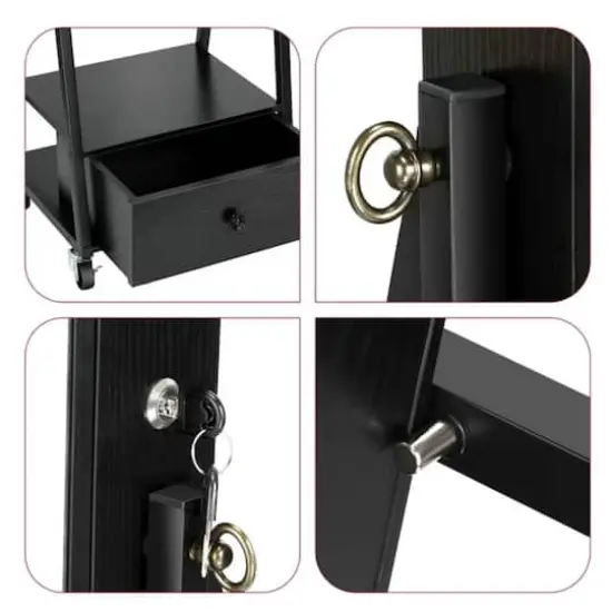 NEX&trade; 5ft. Black Jewelry Armoire on Casters with Chest Drawer {4}