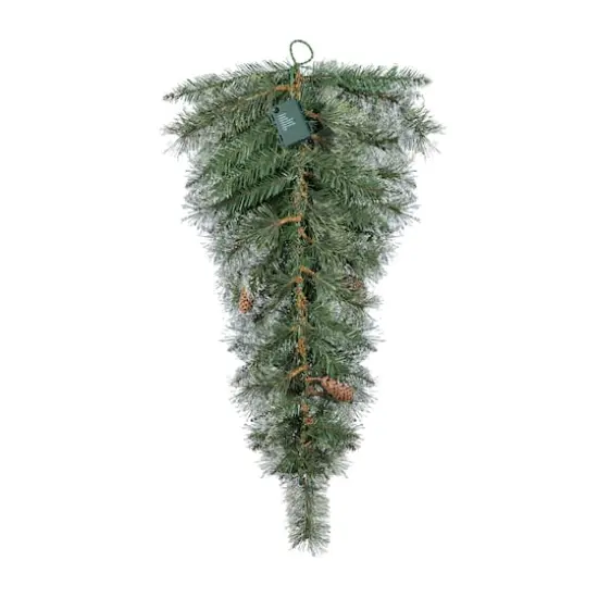 Glitzhome&reg; 3ft Pre-Lit Frosted Greenery Pinecones Christmas Teardrop, LED Lights and Timer {7}