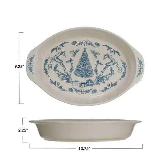 Hello Honey&reg; 2qt. Blue & Cream Classic Holiday Stoneware Baker with Handles {4}