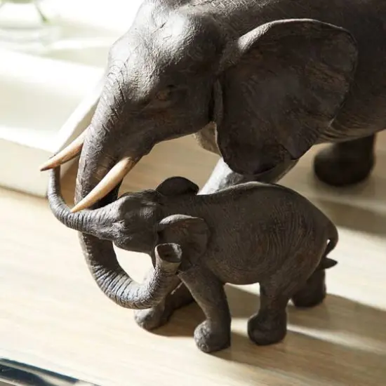 14" Dark Brown Eclectic Elephant Sculpture {5}