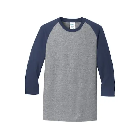 Port & Company&reg; Core Blend 3/4-Sleeve Raglan Tee Athletic Heather/Navy {1}