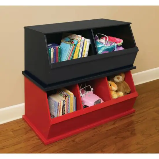 Badger Basket 3 Bin Stackable Storage Cubby Red {9}