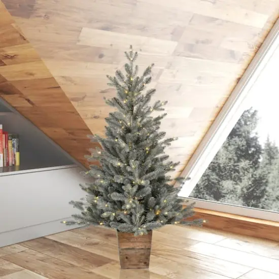 4ft. Pre-Lit Gooding Potted Pine Artificial Tree, Warm White LED Mini Lights {3}