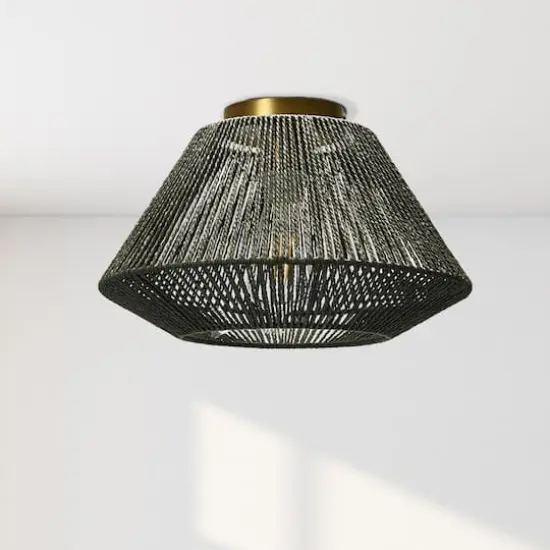 Hello Honey&reg; 14" Gray Flush Mount Ceiling Light with Woven Paper Rope Shade {5}