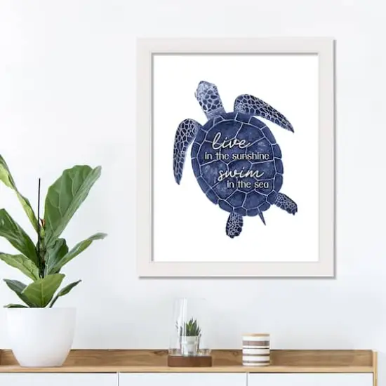 Blue Tortoise Live in the Sunshine White Framed Wall Décor {3}