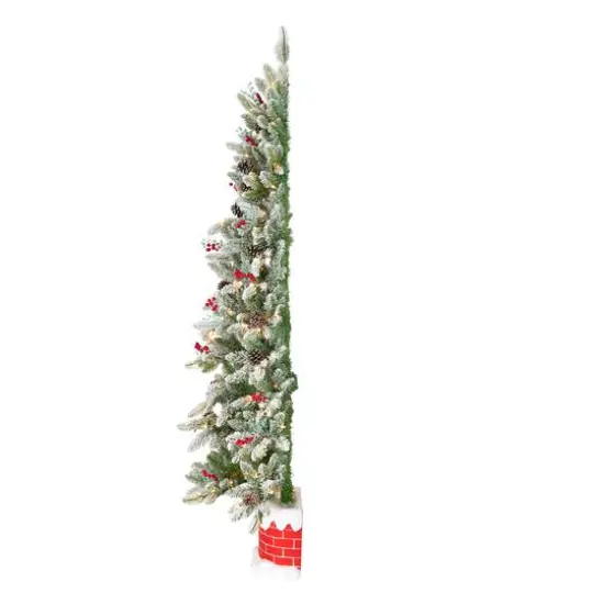 5ft. Pre-Lit Snowberry Pine Artificial Christmas Half Tree, Clear Lights {8}