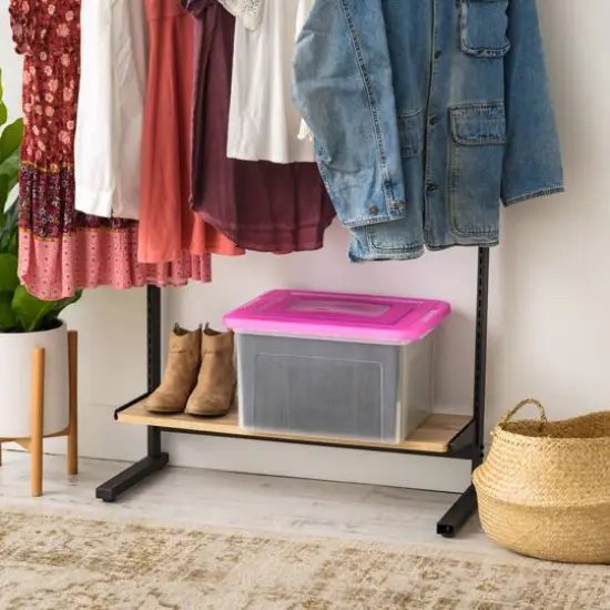 IRIS Pink & Clear Snap Tight Plastic File Organizer Box, 4ct. {11}