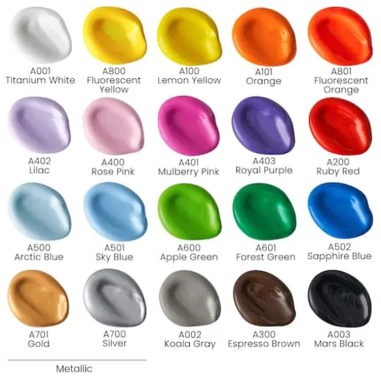 Arteza&reg; 20 Color Matte Craft Acrylic Paint Set {3}