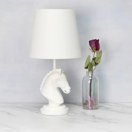 Simple Designs Chess Horse Table Lamp White {5}