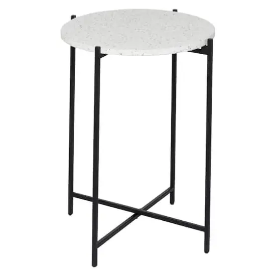 24" Black Contemporary Terrazzo Accent Table {1}