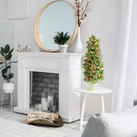 20'' Multicolor Mini Spring Mistletoe Tree with Berries in Potted Pulp {3}