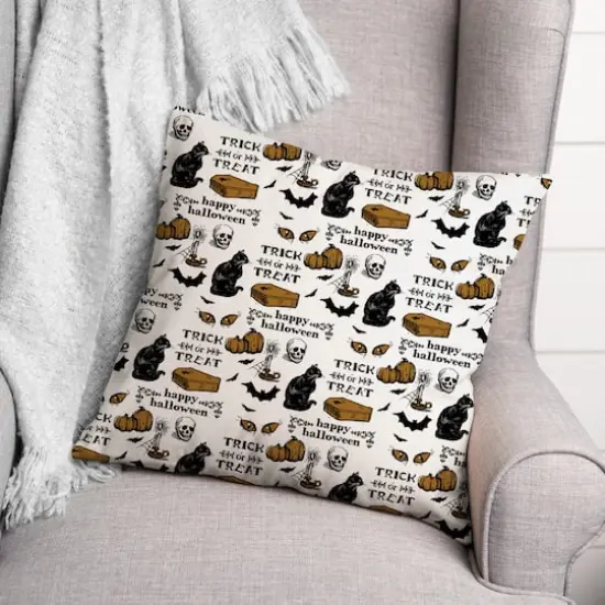 Vintage Halloween Pattern Throw Pillow {3}
