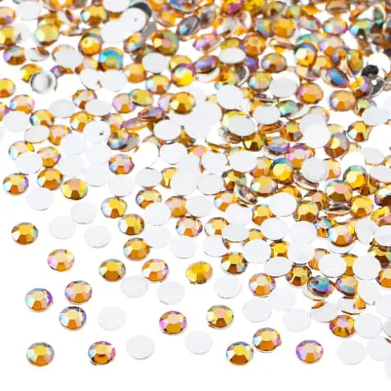 John Bead Acrylic Round Flat Back Rhinestones, 4mm Gold AB {1}
