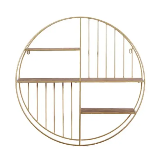 Gold Metal Modern Wall Shelf, 28" x 28" x 7" {3}