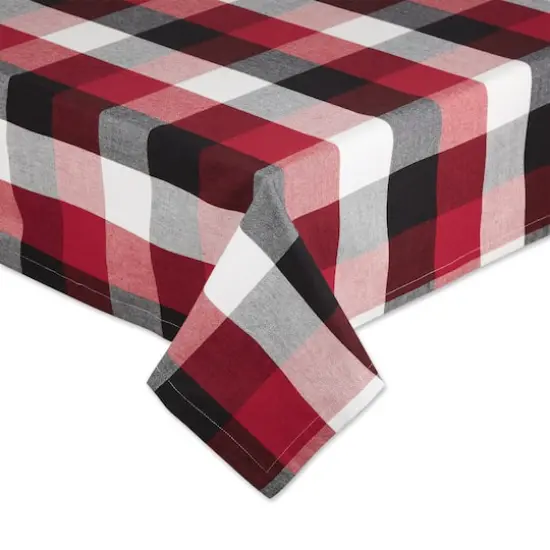 DII&reg; 104" Tri Color Check Tablecloth Cardinal Red {4}