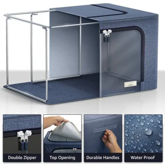 Sorbus Foldable & Stackable Storage Bags with Windows Set Blue {4}