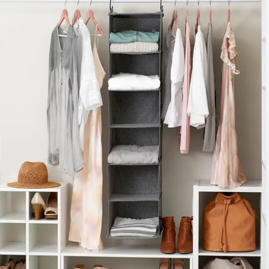 Household Essentials 6 Shelf Hanging Closet Organizer Graphite {3}