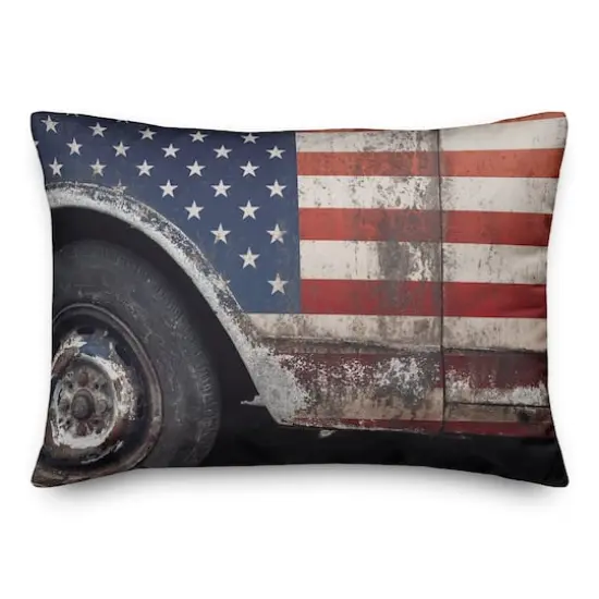 American Flag Pattern Truck Throw Pillow {1}