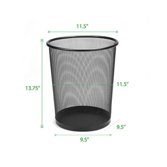 Mind Reader Garbage Round Metal Mesh Waste Basket Recycling Bin Black {5}