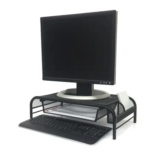 Mind Reader Metal Mesh Monitor Stand & Desk Organizer Black {5}