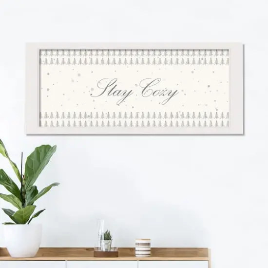 36" Stay Cozy White Framed Print Wall Art {3}