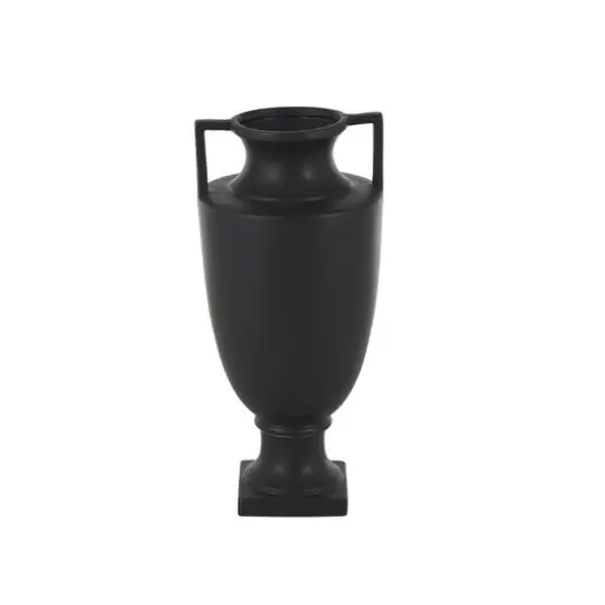 22" Black Ceramic Sleek Amphora Vase {7}