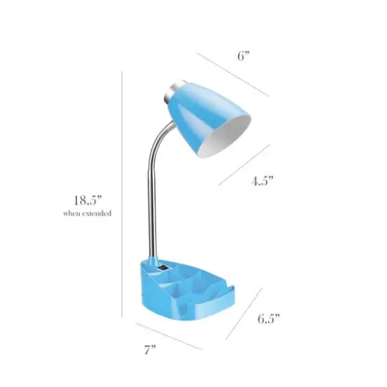 LimeLights 18.5" Gooseneck Organizer Desk Lamp with Tablet Stand Blue {3}