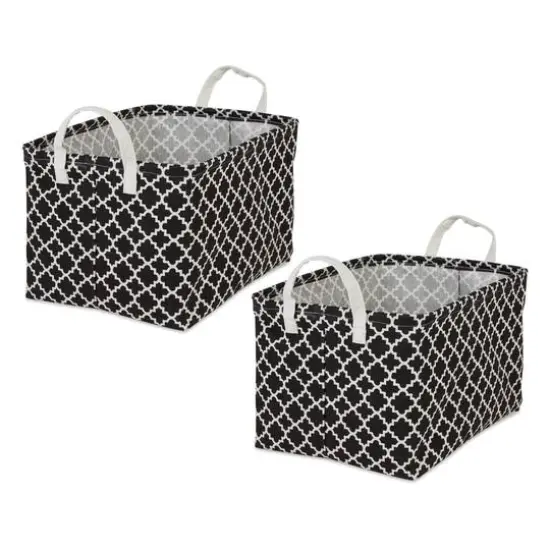 DII&reg; Extra Large Lattice PE-Coated Cotton Polyester Laundry Bin, 2ct. French Blue {2}